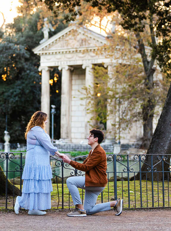 Surprise Proposal in Rome in Villa Borghese with Sonia and André